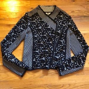 Patterned Black and White Wrap Top by Moth